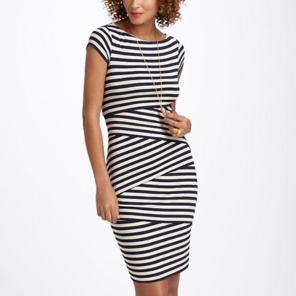 Bailey 44 Stripe Cream and Navy Column Dress - Picture 2 of 8